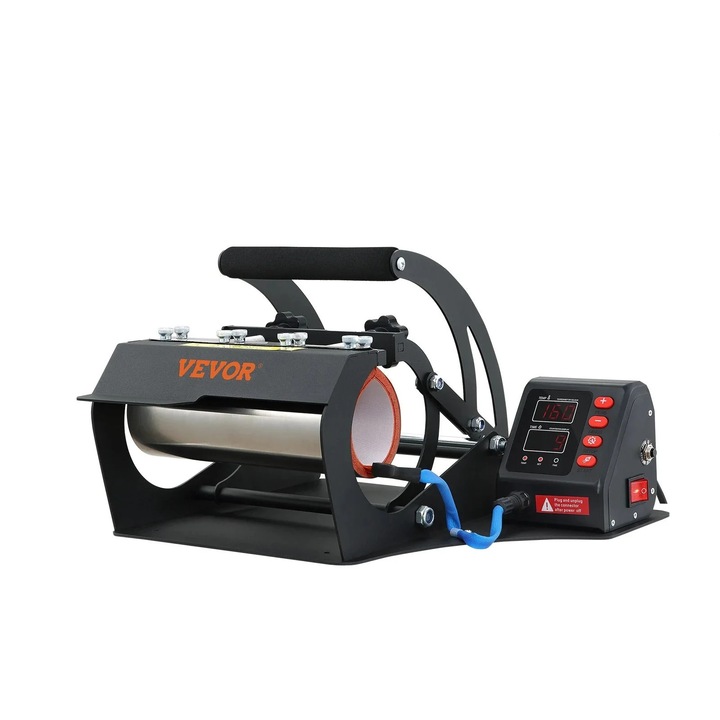 Термопреса за чаши, двойна плоча 11oz 20oz, LCD таймер, черна