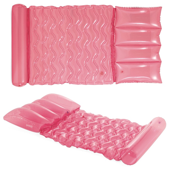 Saltea de plaja Intex, model Hamak Wodny, 173x89cm, material PVC, multicolor, set cu lata de reparare