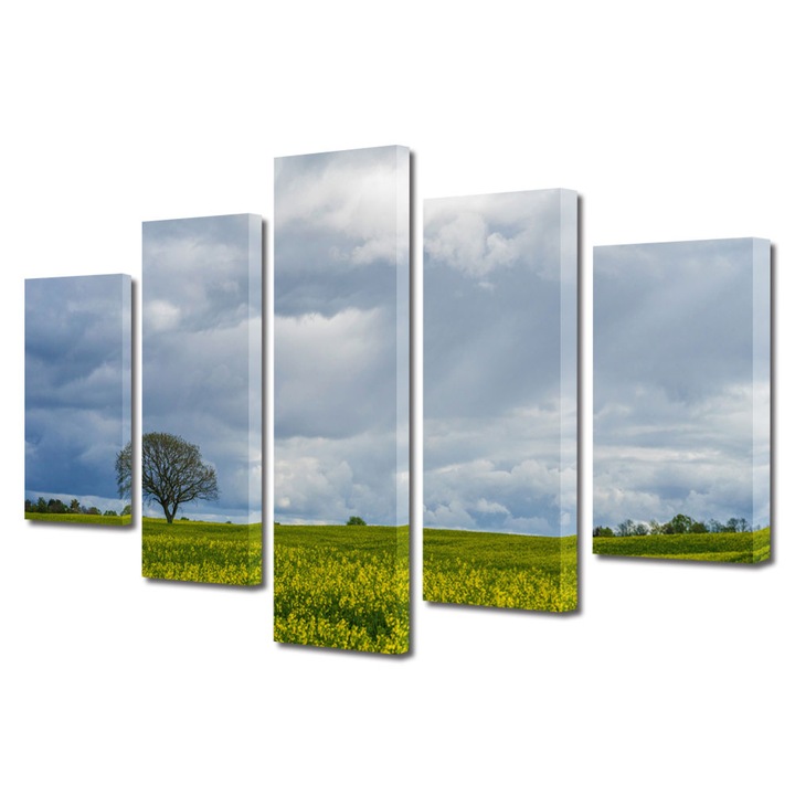 Set Tablouri Multicanvas 5 Piese Peisaje Inorat, 70 x 125 cm