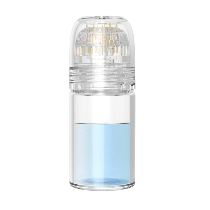 Dermaroller Hydra Stamp cu 20 de ace, tratament profesional pentru stimularea cresterii parului si ingrijirea tenului, microneedling pentru regenerare si absorbtie eficienta, reduce caderea parului, estompeaza ridurile, design ergonomic