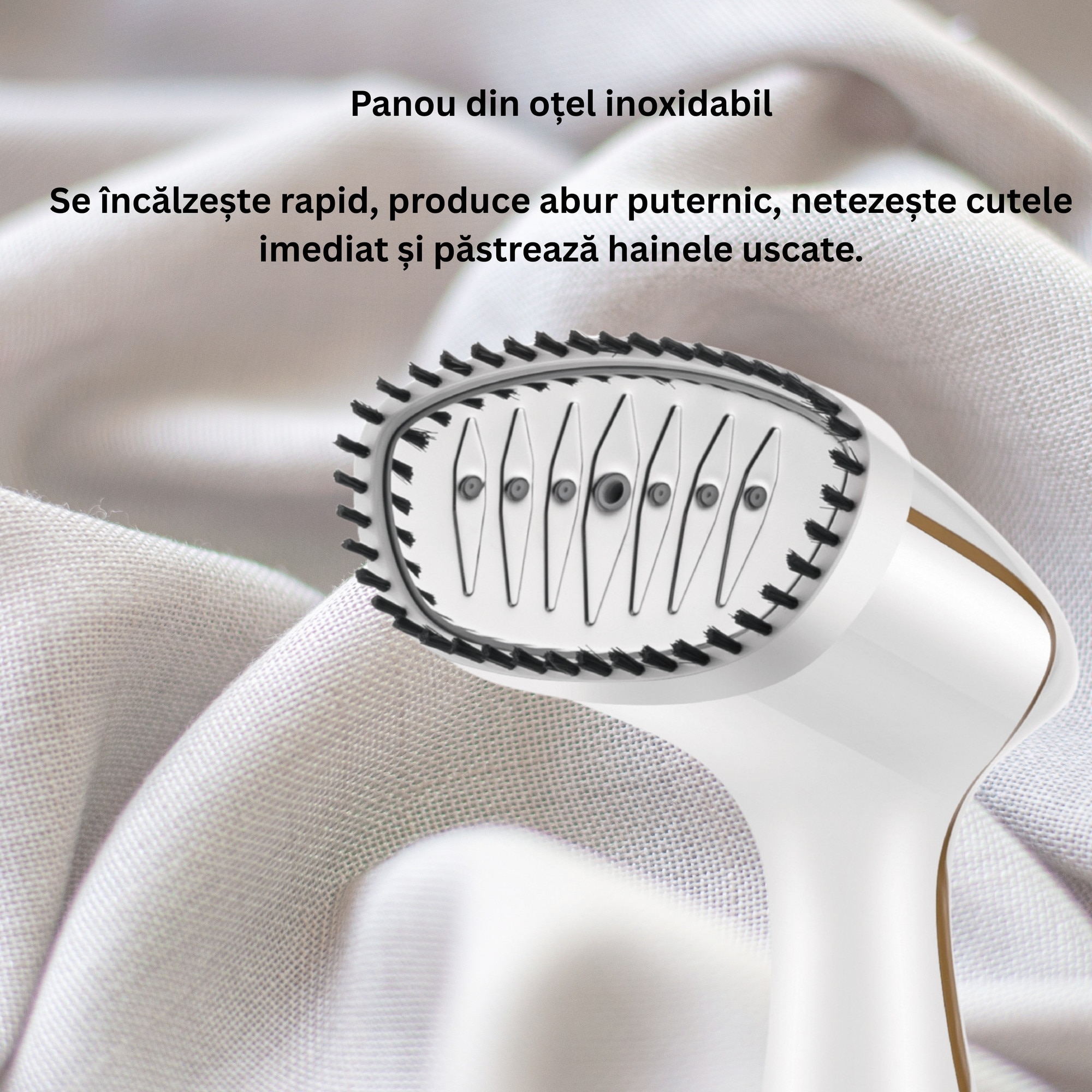 Steamer vertical Das Schaf™, 1780 W, incalzire rapida 20 sec, 3 trepte de putere, rezervor 320ml, touchscreen - Pachetul include: sac cu 6 bile de lana naturala, rola scame Cloud + 4 rezerve, manusa termica, perie pentru scame si pahar pentru reumplere