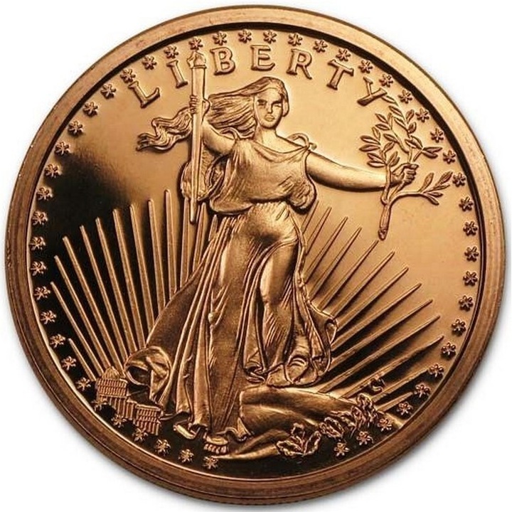 Moneda din Cupru St Gudenes Walking Liberty Statele Unite 1 oz