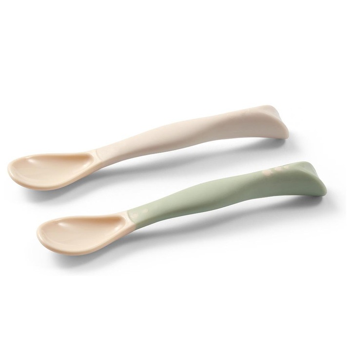 BabyOno kanálkészlet, 2 darabos, rugalmas, zöld/bézs, bababarát szilikonból