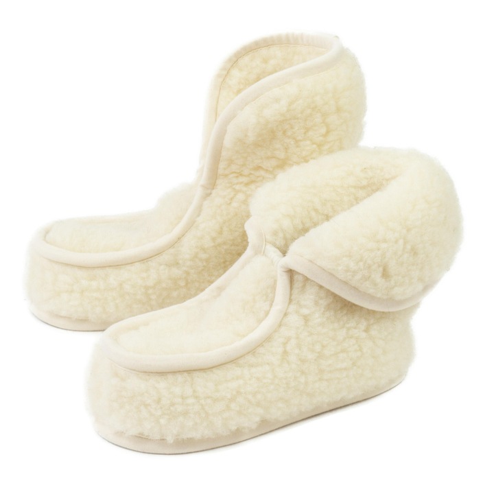 Papuci Kampol, lana alb, Alb, 37-38