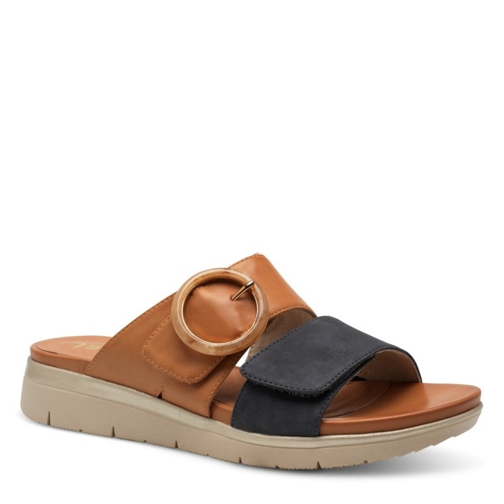 Papuci de damă Jana, albastru, maro, cu velcro, pentru femei 27162-44-830 07593