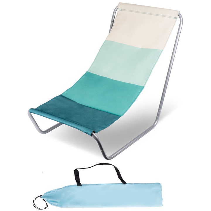 Сгъваем шезлонг, Maltec, Sunwaal lagoon, 95 x 50 x 59 cm, Водоустойчив 600d материал Oxford, Максимално натоварване 100 kg, С включена чанта за носене, Син