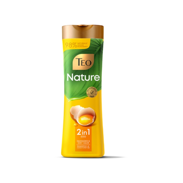Sampon pentru Par Uscat si Deteriorat Teo Nature 2 in 1 Egg, cu Ou, 350 ml