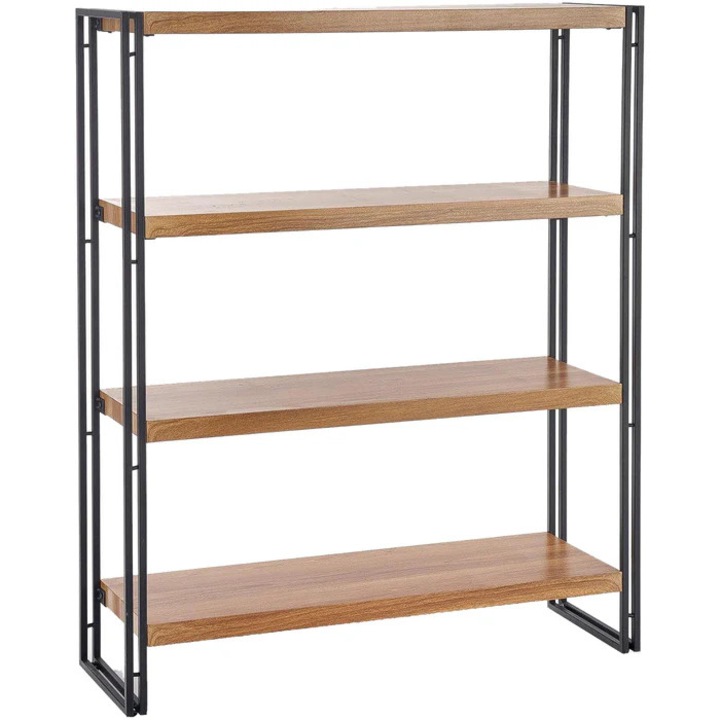 Etajera Bolivar, MDF furniruit/metal, 100x30x120 cm, stejar auriu/negru