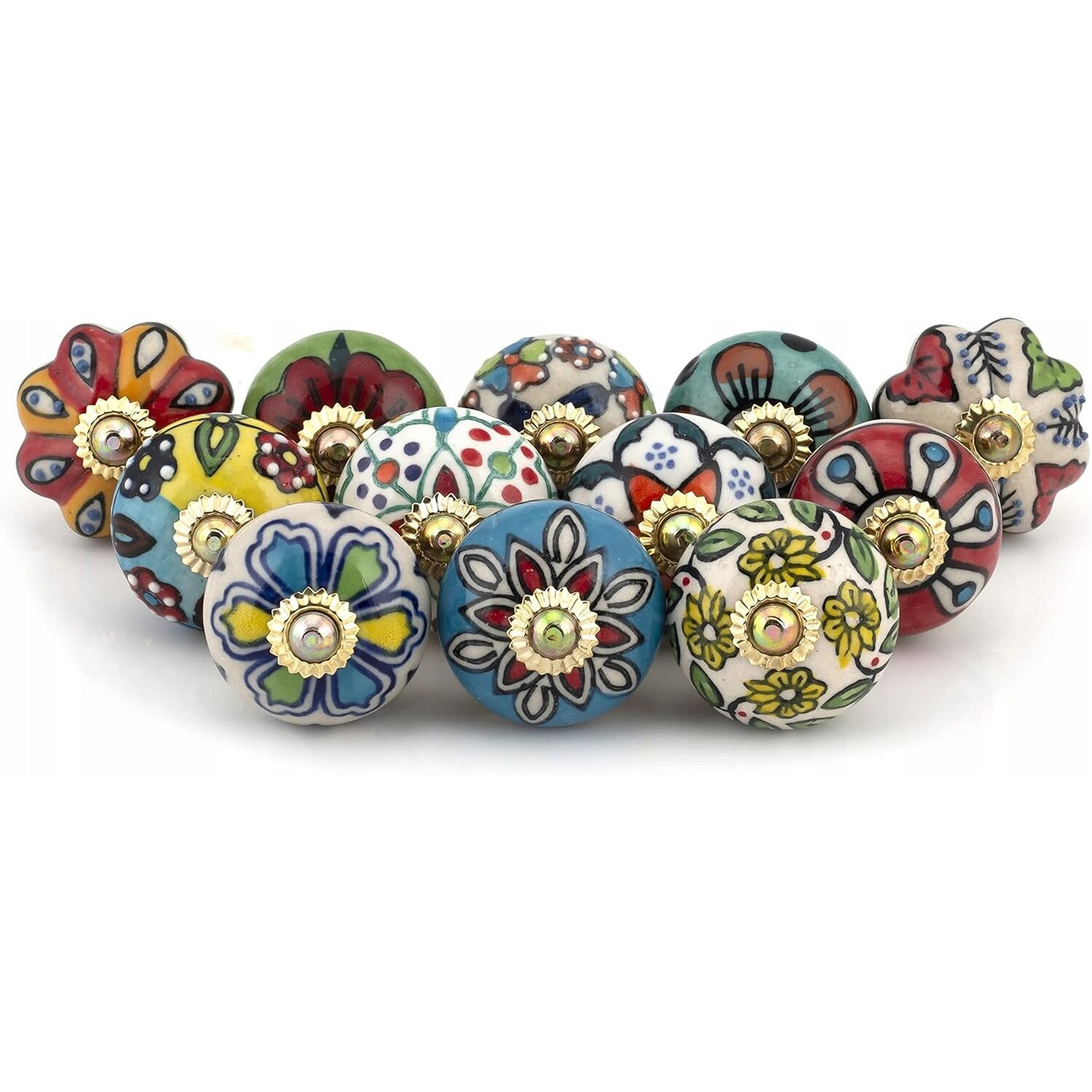 Set 12 butoane ceramice multicolore, Luka, 6,5x3,5cm, design vintage ...