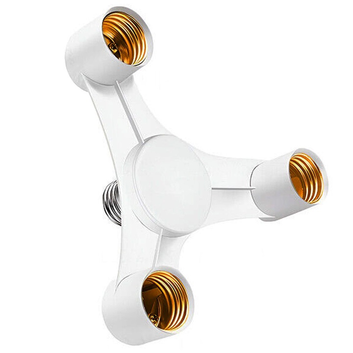 Adaptor dulie E27 la 3 x dulie E27, alb