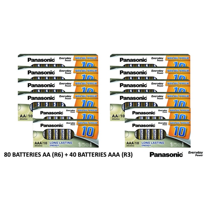 Pachet baterii Panasonic Everyday Power AA/AAA (80+40 bucati)