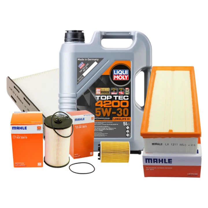 Pachet schimb ulei GOLD Liqui Moly 5L+ filtre Mahle pentru grupul VAG - VW AUDI SKODA SEAT 1.9TDI, 2.0TDI