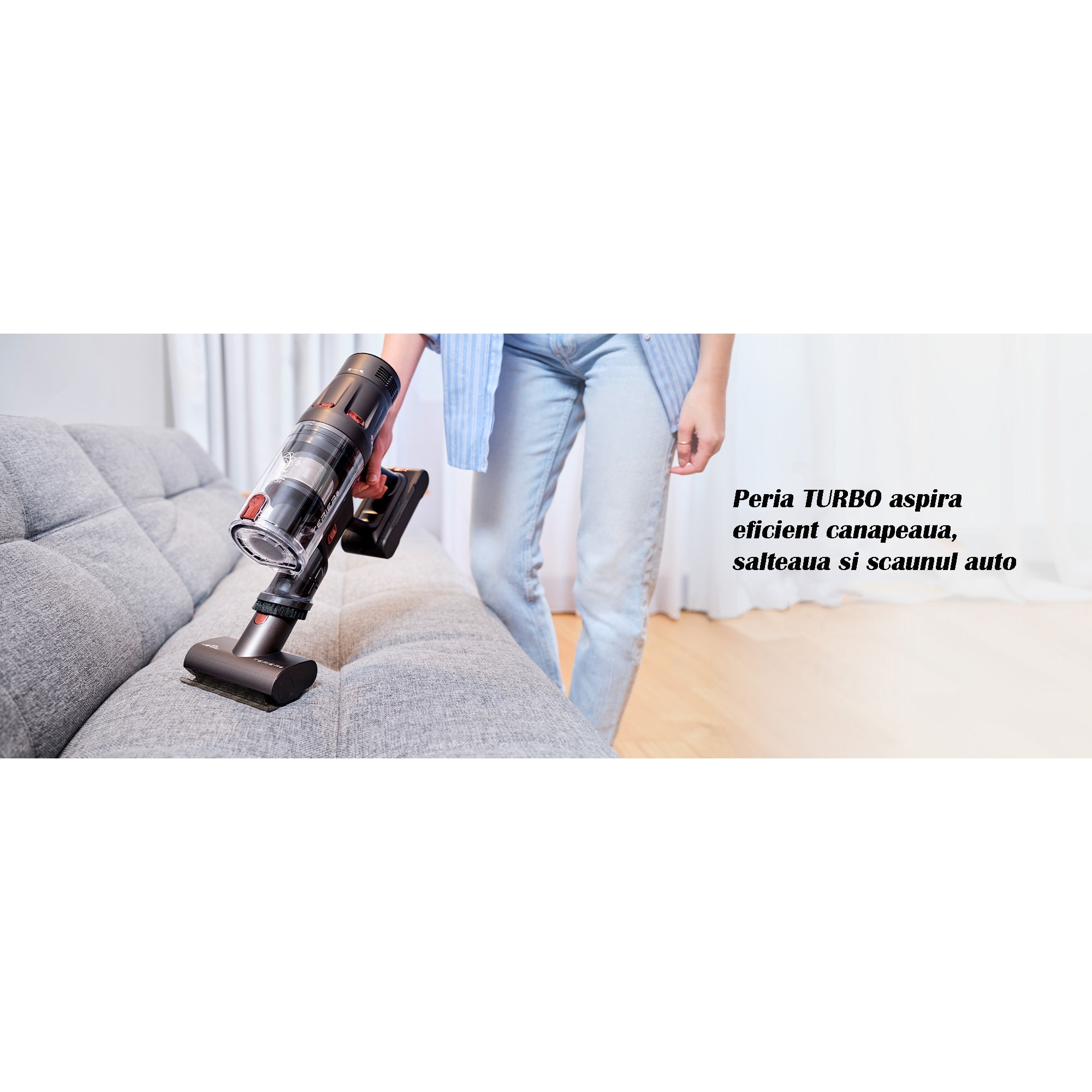 Aspirator vertical 3 in 1 ETA Terier 5247 90000, motor digital 500 W, baterie Li-Ion 25, 2 V, afisaj OLED, maro