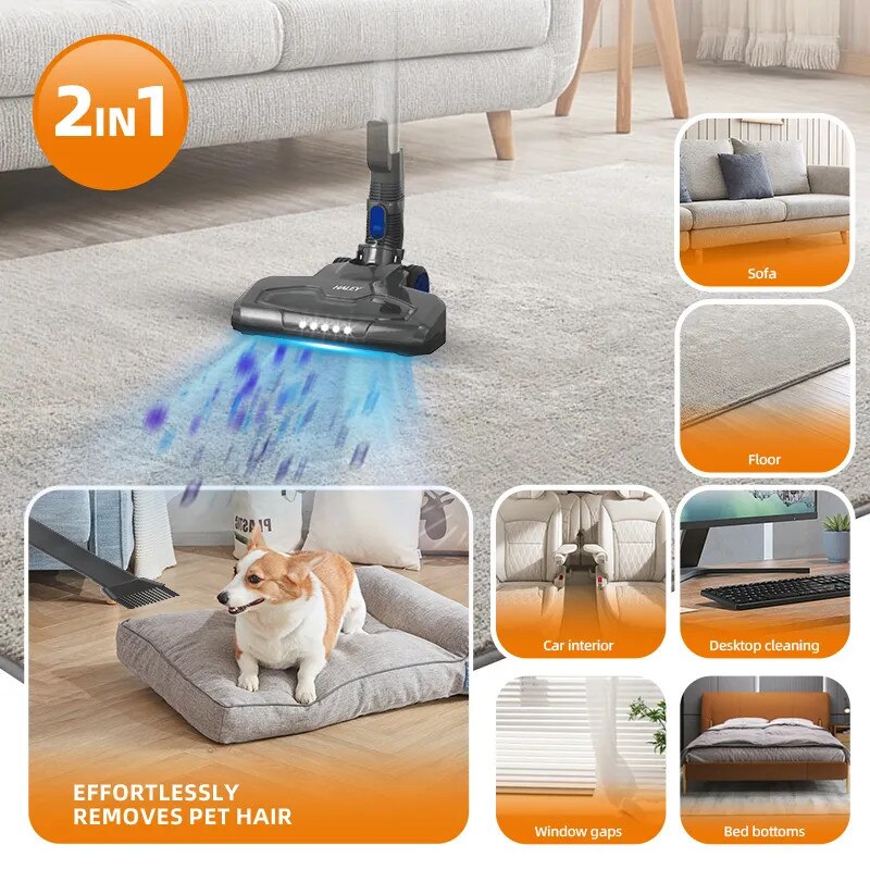 Aspirator vertical 2 in 1 HALEY, 1, 2L, 22.2V, autonomie max 40 min, Albastru/Argintiu