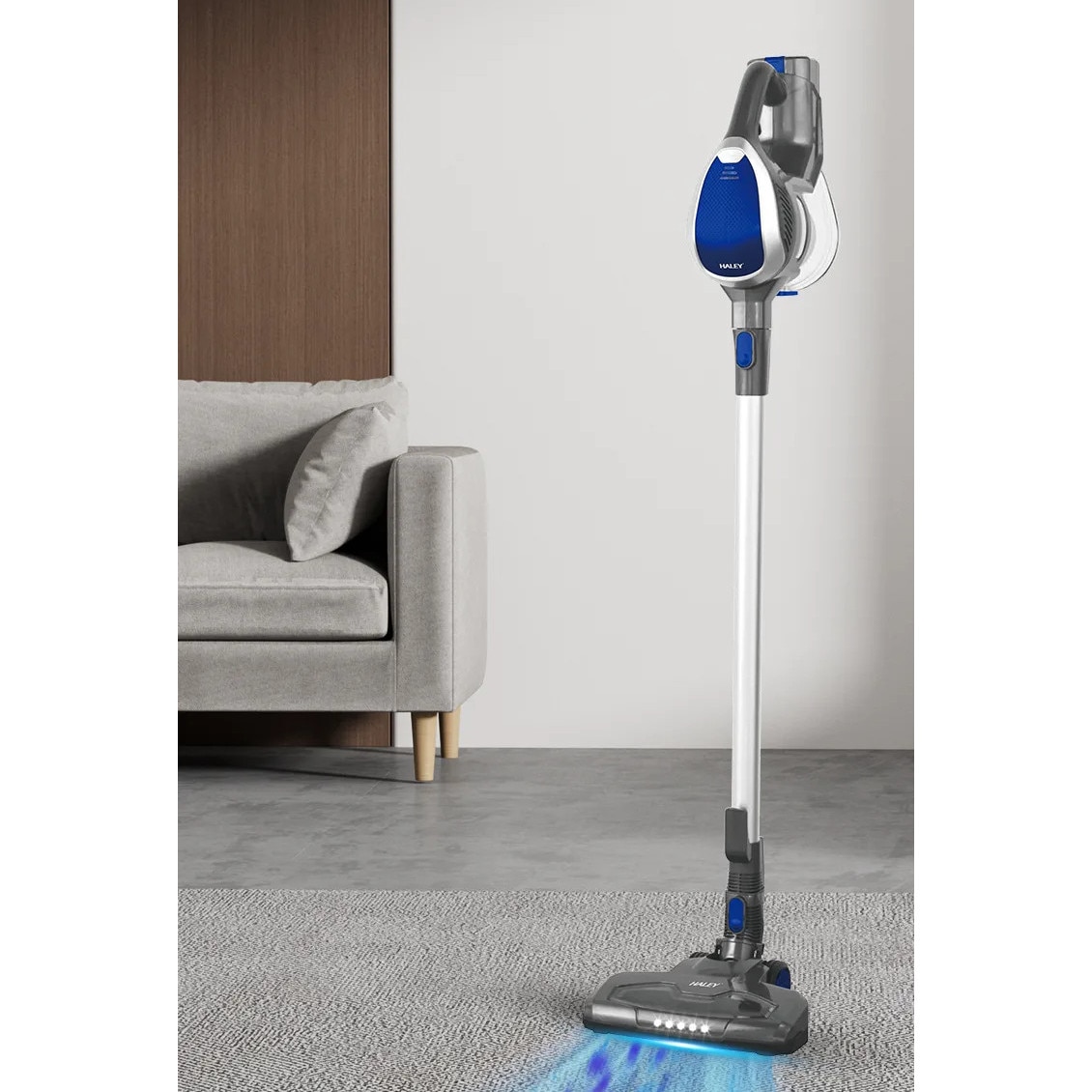 Aspirator vertical 2 in 1 HALEY, 1, 2L, 22.2V, autonomie max 40 min, Albastru/Argintiu
