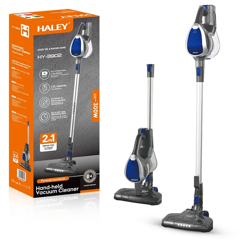 Aspirator vertical 2 in 1 HALEY, 1, 2L, 22.2V, autonomie max 40 min, Albastru/Argintiu