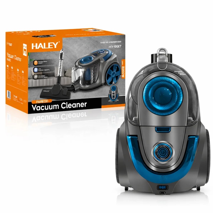 Aspirator Fara Sac HALEY 4, 5L, 3000W, Aspirator de Praf, Aspirator Puternic cu Fir, de Calitate, cu Ciclon