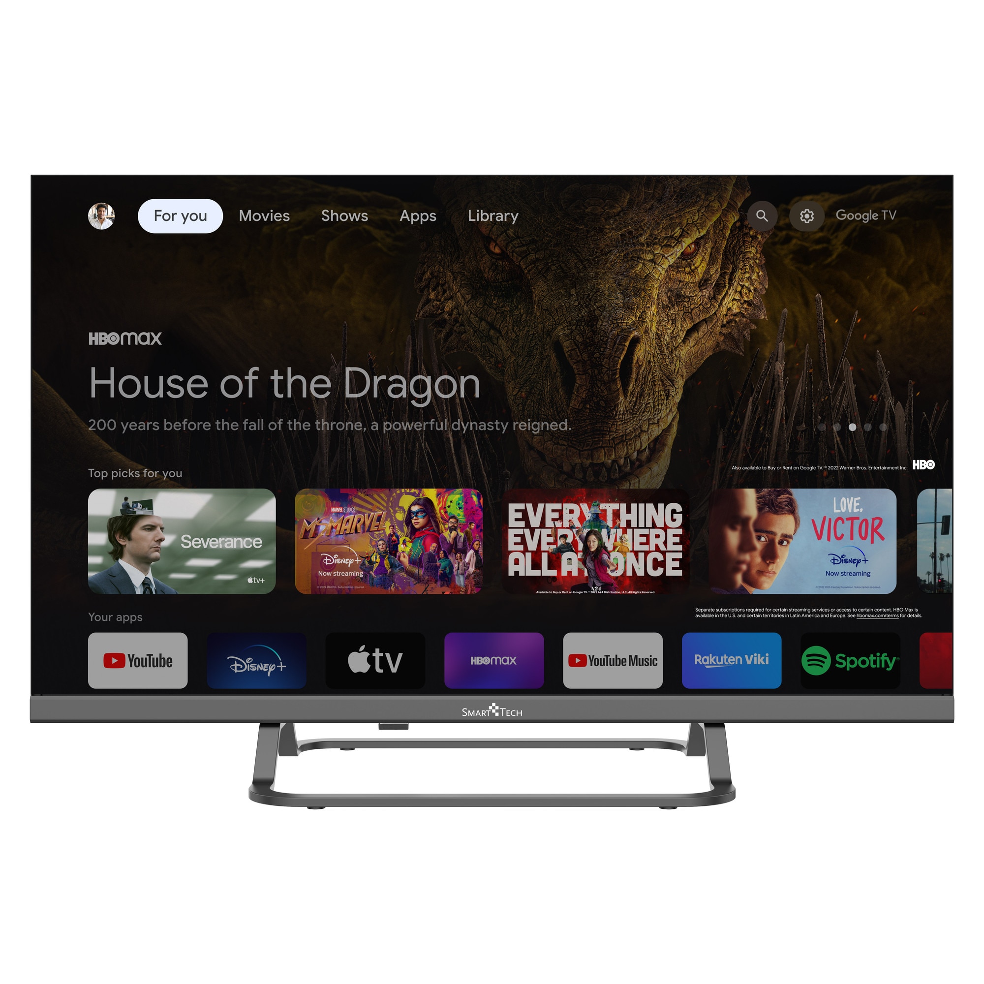 Televizor Smart Tech Google TV 40FG01V, 101 cm, Smart TV, Full HD, Wi-Fi, Bluetooth, Dolby Audio, Negru