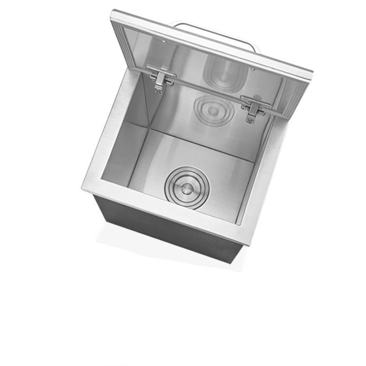 Вграден хладилен шкаф, 28,5 л, неръждаема стомана, капак на панти, 35,6 x 30,5 x 45,7 см, сребрист