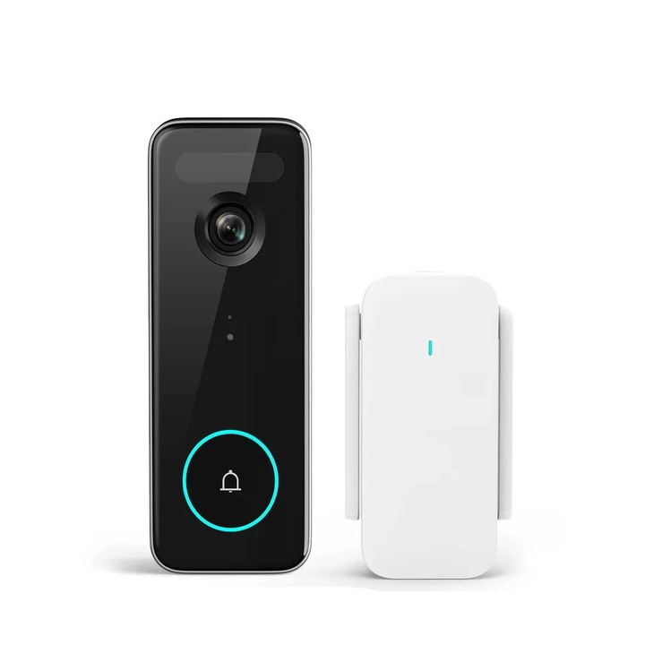 5MP Ultra HD videós kapucsengő, 166°-os látómező, PIR mozgásérzékelés, fehér, vezeték nélküli