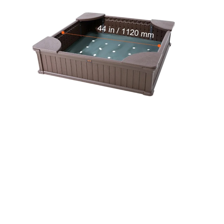 Квадратна пясъчник с капак, 4 ъглови стола, 1235x1235x315 мм, черна, за 2-4 деца 3-12 години