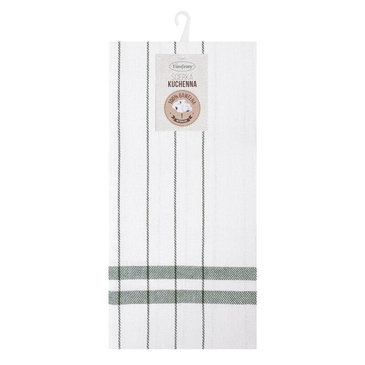 Prosop Eurofirany, 50x70 cm, 100% bumbac, alb/verde