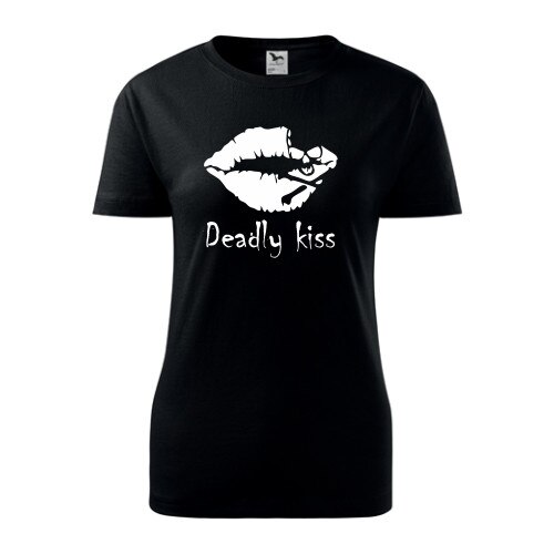 Tricou personalizat Deadly Kiss de femei negru, marime 2XL
