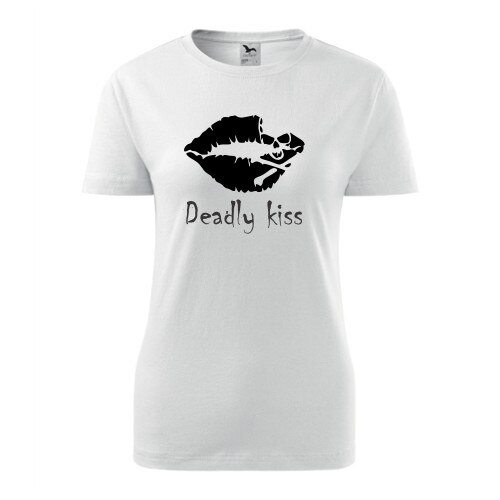 Tricou personalizat Deadly Kiss de femei alb marime L