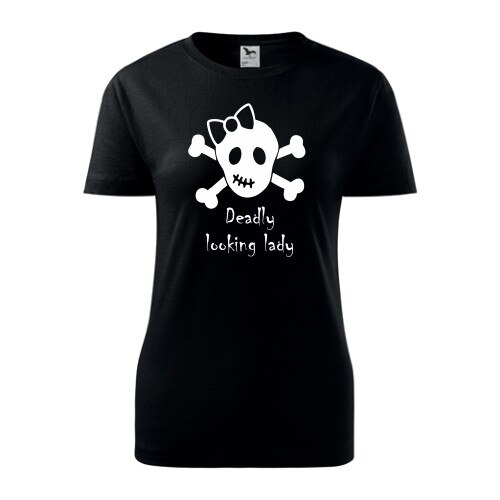 Tricou personalizat Deadly Looking Lady de femei negru marime L