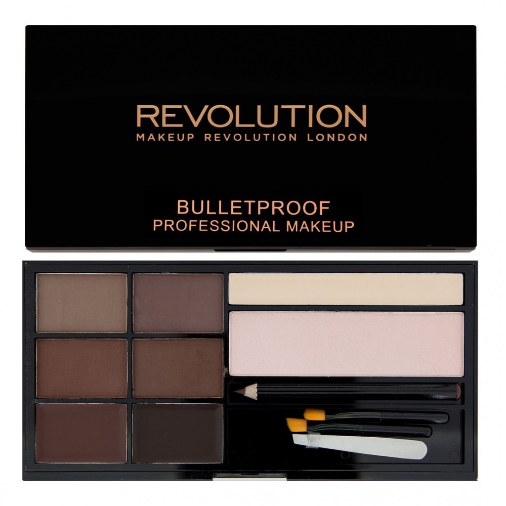 Kit pentru sprancene Makeup Revolution Ultra Brow Medium to Dark, 18 g