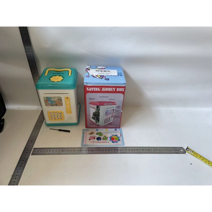 Set Pusculita pentru Copii, Cyrax, Tip ATM, Parola cu Amprenta Albastru 580 g