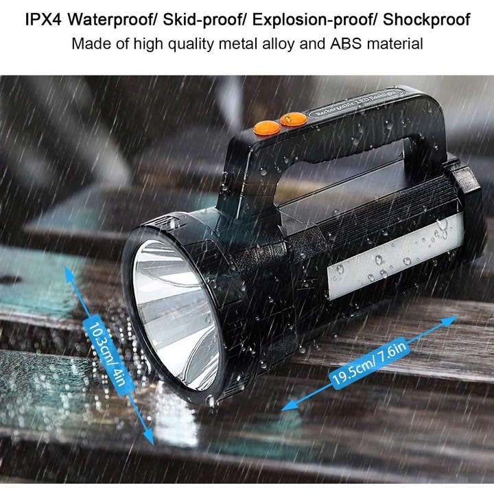 Lanterna 3-in-1 LED, ultra-puternica, 11000 lumeni, acumulator 9600mAh, impermeabil IPX4