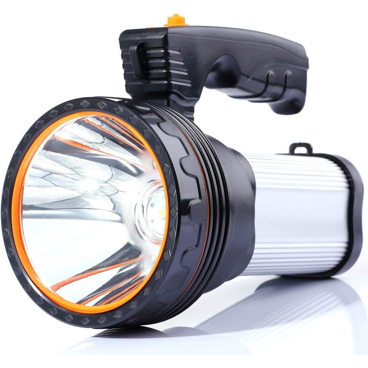 Lanterna LED portabila reincarcabila, 35W, 9000 lumeni, waterproof, 6000mAh, set cu curea de umar si suport triangular