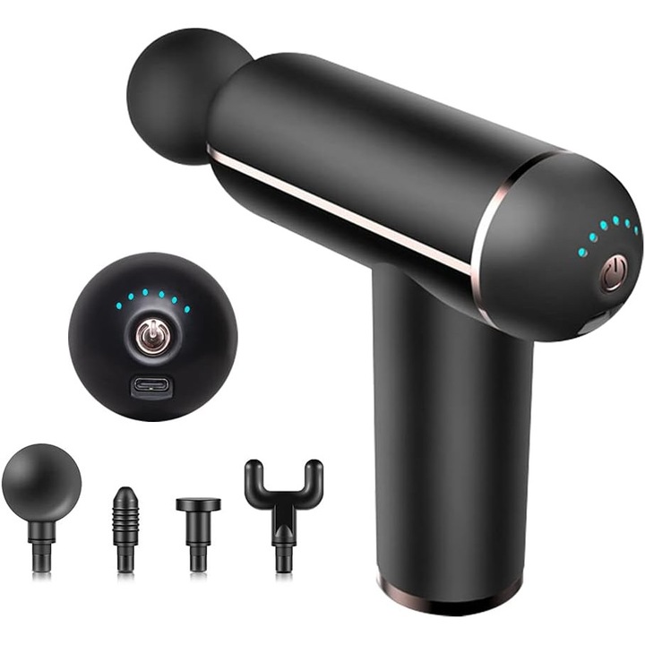 Преносим масажор за дълбоки тъкани за мускули, мини масажен пистолет с множество настройки на скоростта за облекчаване на болката и възстановяване при спортисти