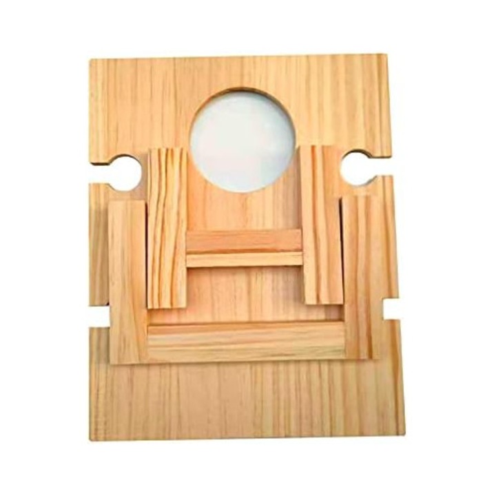 Tava portabila de picnic din lemn, Enforose, stil boho elegant, suporturi pentru sticla, 30x24x13cm