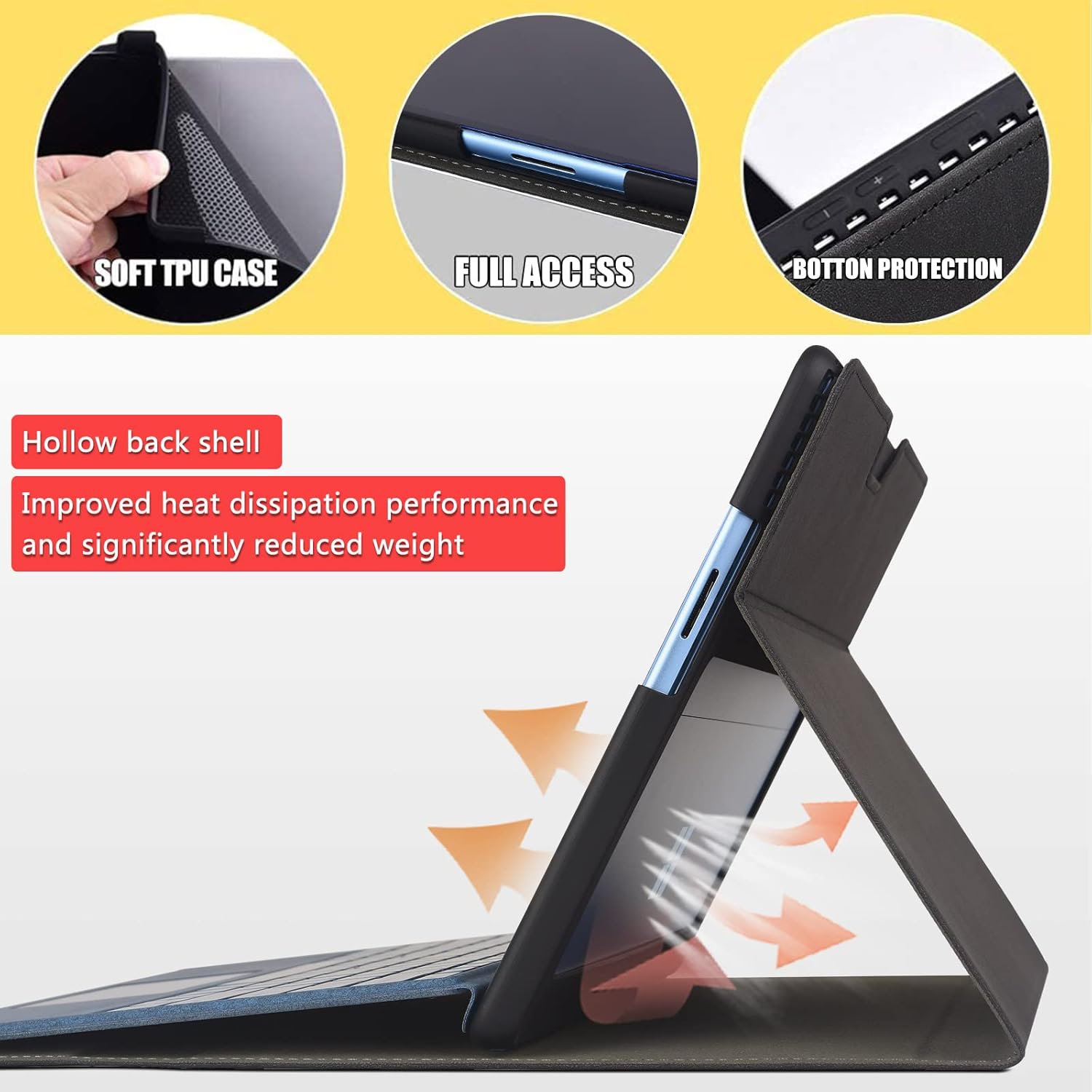 Husa tablete, neagra, 13", pentru Microsoft Surface Pro 9/10/11, design subtire, rezistent la zgarieturi, set inclus