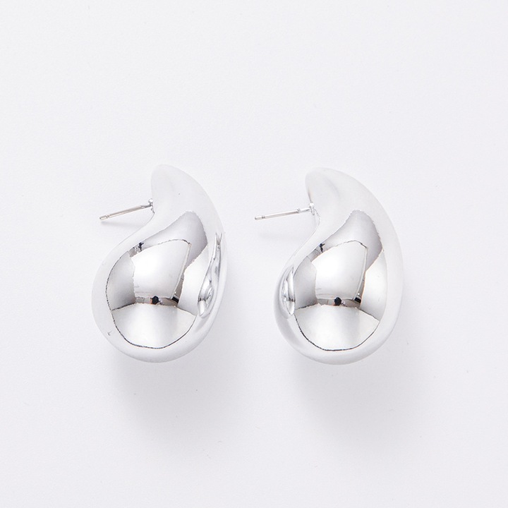 Cercei Acril, forma picatura de apa, auriu deschis si argintiu, lungime 4.3 cm, set lucrat manual