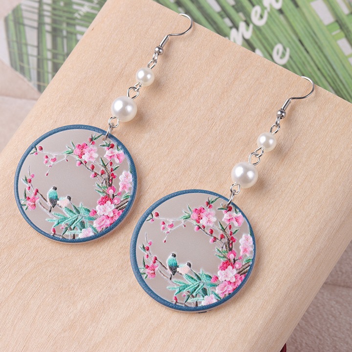 Cercei din acril, stil chinezesc, roz, set de bijuterii pentru femei