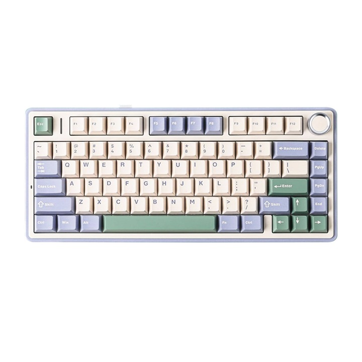 AULA F75 Механична геймърска клавиатура - Harvestor превключватели, 3 режима (Bluetooth/2.4G/Кабелна), RGB, Anti-Ghosting, за компютър/конзола