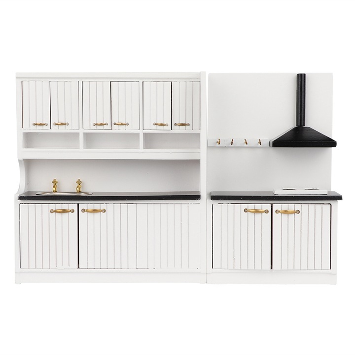 Dulap lemn mini HERUSI set 2 piese maro 1:12