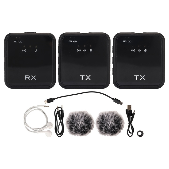 Set 2 microfoane wireless UHF, dinamic, culoare aurie, distanta de receptie 50m