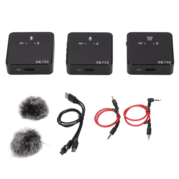 Microfon karaoke wireless, 5W, 2000mAh, portabil, negru