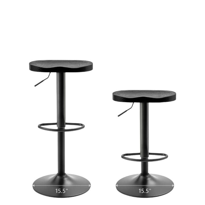 2 db állítható bárszék szett, acél/fa, fekete