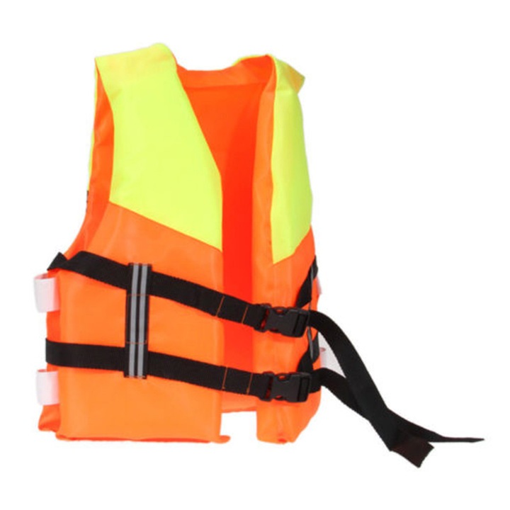 Vesta de salvare pentru copii, ajustabila, material poliester, portocaliu