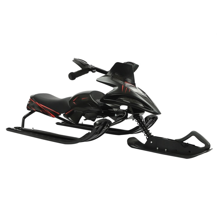 OEM Gyerek szánkó, gokart kialakítású, vészfékekkel, állítható párnával, 80 kg teherbírással, 124x51x43,5 cm, fekete