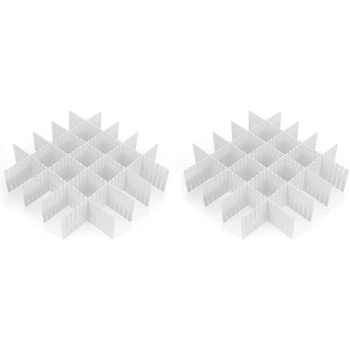 Set separator de sertare extensibil, Enforose, alb, 16 buc, material PP durabil