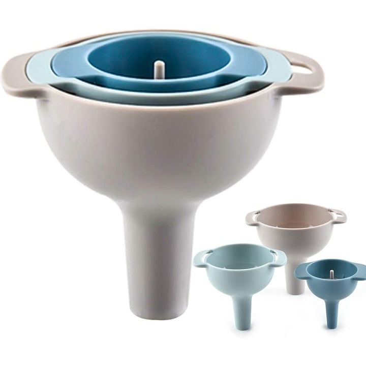 Set strecuratori cu gura larga, din plastic de calitate alimentara, Enforose, design cu surub detasabil, rezistent la caldura, 3 piese