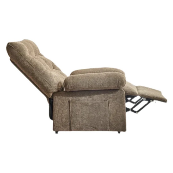 Dönthető fotel elektromos emeléssel, 3 motorral, ergonomikus kényelem, barna, 48x55x53cm