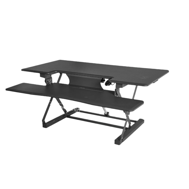 Бюро за работа с клавиатура, 46 инча, черно, подвижна стойка за клавиатура, безжично зареждане