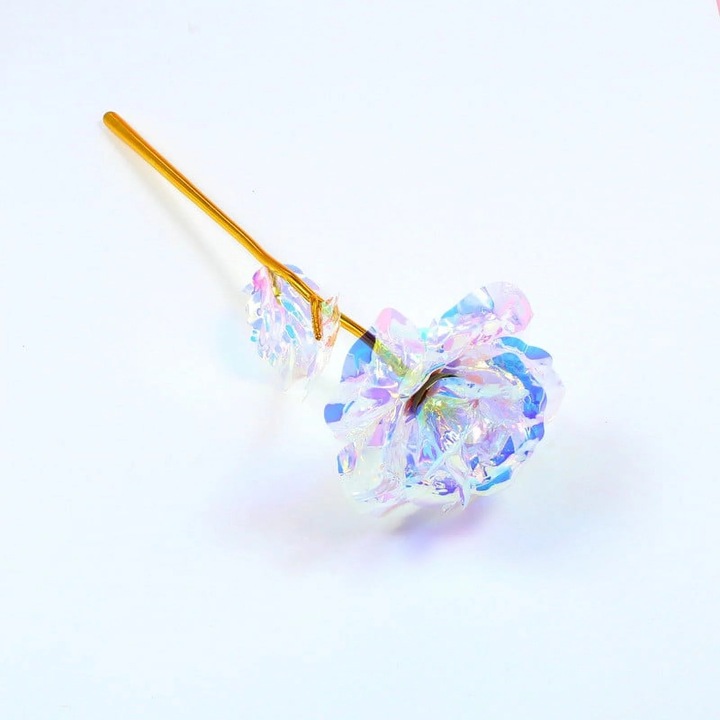 Trandafir artificial aurit 24K, YANYXR, plastic, auriu, 8.5x25cm, cutie cadou